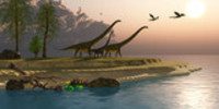Aventure préhistorique au coucher du soleil
