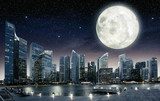 Clarté lunaire sur la ville scintillante