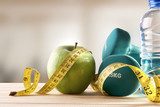 Équilibre santé et sport sur bois naturel