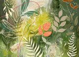 Explosion florale verte abstraite
