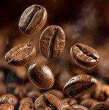 Grains de café en suspension