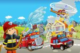 Héros du feu en action urbaine