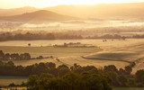 Matin doré sur collines paisibles