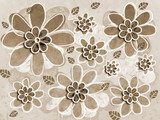 Motif floral vintage en tons sépia