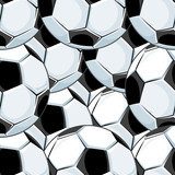 Mur aux ballons de football en noir et blanc
