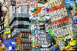 Panorama urbain en couleur vive