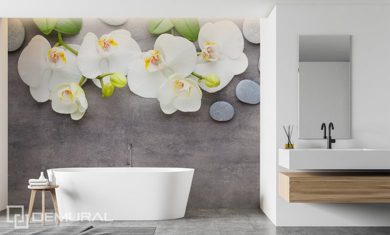 decoration du salon de spa a la maison profitez de la detente papier peint pour la salle de bain papiers peints demural
