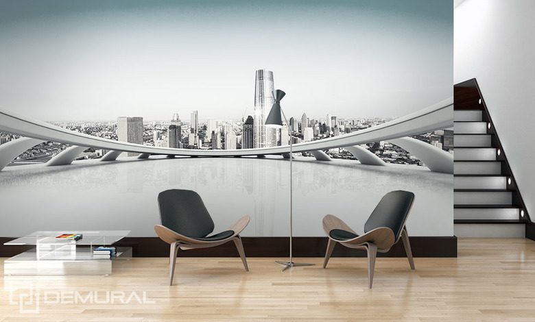 sur le pont dobservation peintures murales ville papiers peints demural