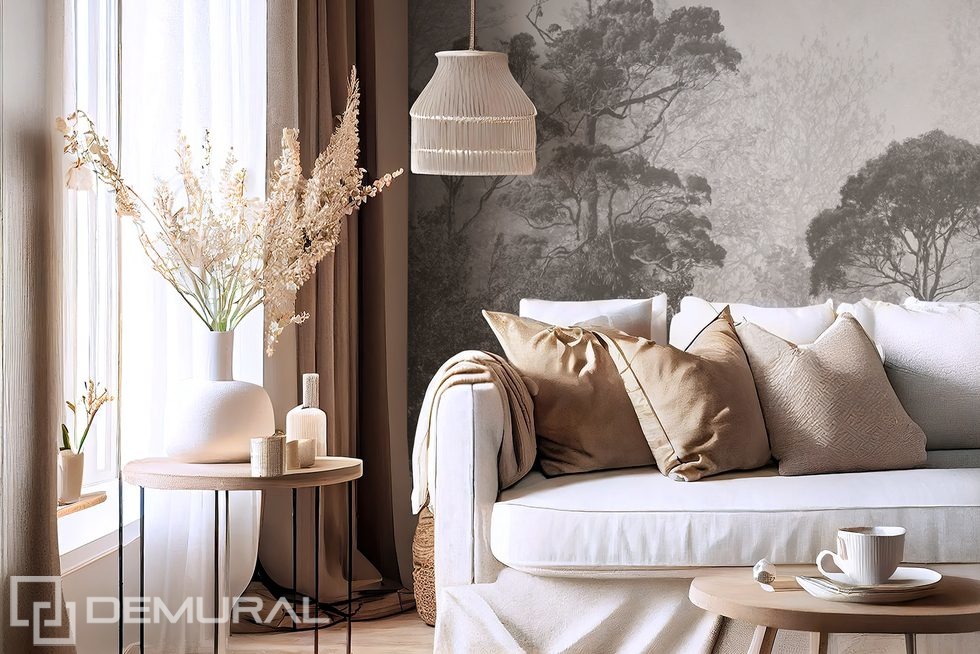 poster mural noir et blanc à effet 3D dans la chambre à coucher par Demural  UK