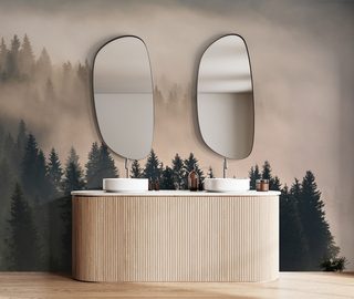 volons avec le brouillard au dessus des montagnes papier peint pour la salle de bain papiers peints demural