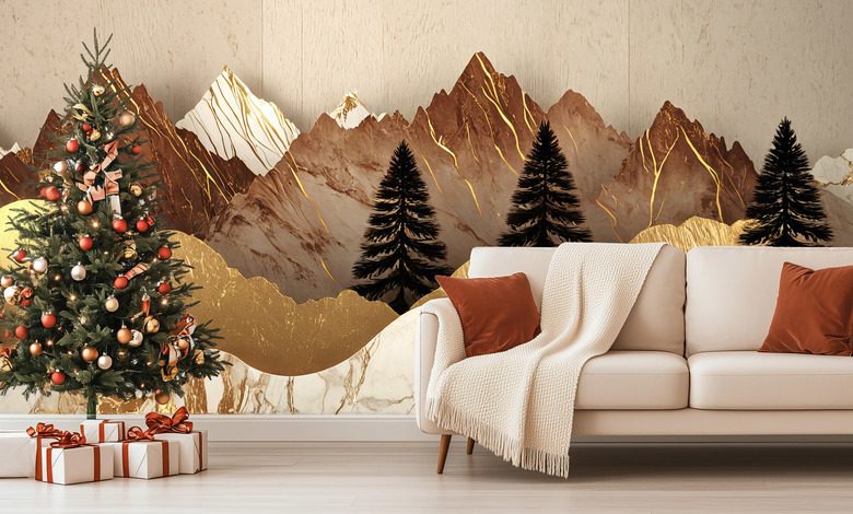 paysage de montagne avec un gradient distinctif papier peint pour le salon papiers peints demural