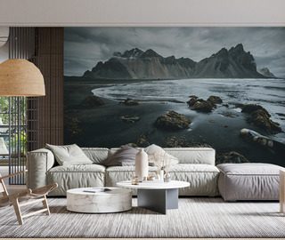 paysage islandais avec plage noire papiers peints montagnes papiers peints demural