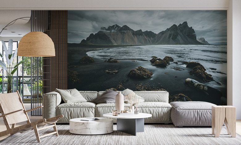 paysage islandais avec plage noire papiers peints montagnes papiers peints demural