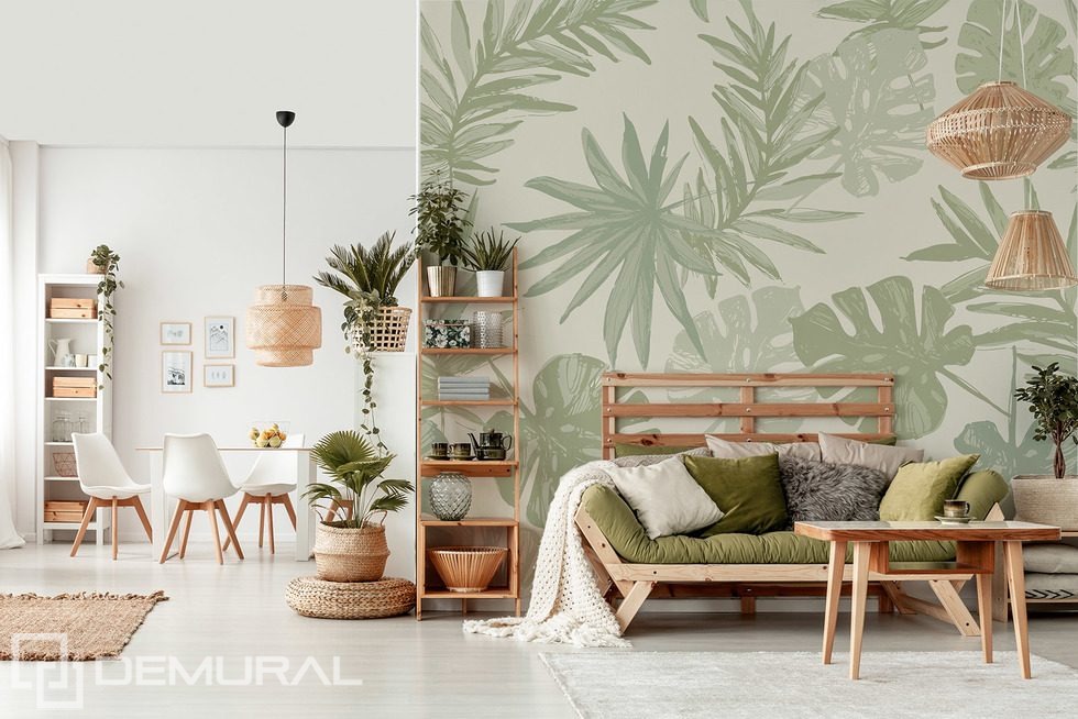 Une touche tropicale dans le salon Papier peint pour le salon Papiers peints Demural