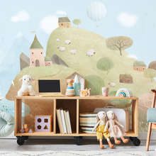 Collines-pastel-et-moutons-dans-un-monde-feerique-papier-peint-pour-la-chambre-denfant-papiers-peints-demural