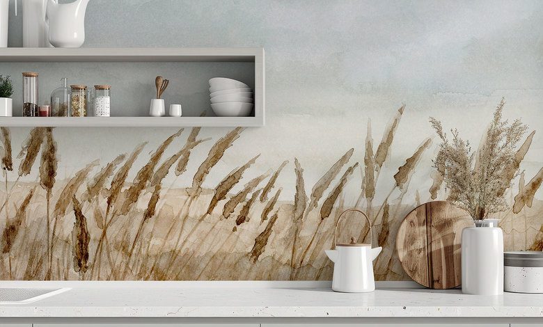 herbes aquarellees a la lumiere dautomne papiers peints de paysage papiers peints demural