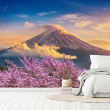 Harmonie-volcanique-avec-cerisier-en-fleurs-papiers-peints-de-paysage-papiers-peints-demural