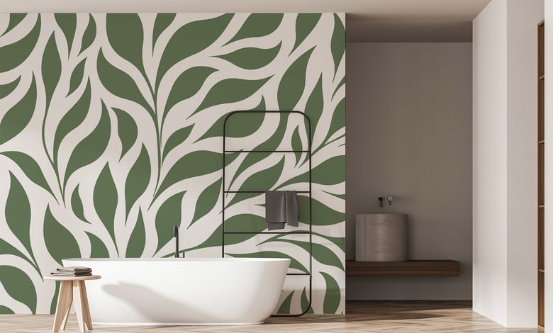 motif vert dharmonie organique papier peint pour la salle de bain papiers peints demural