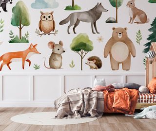 aventure forestiere avec de charmants animaux papier peint pour la chambre denfant papiers peints demural