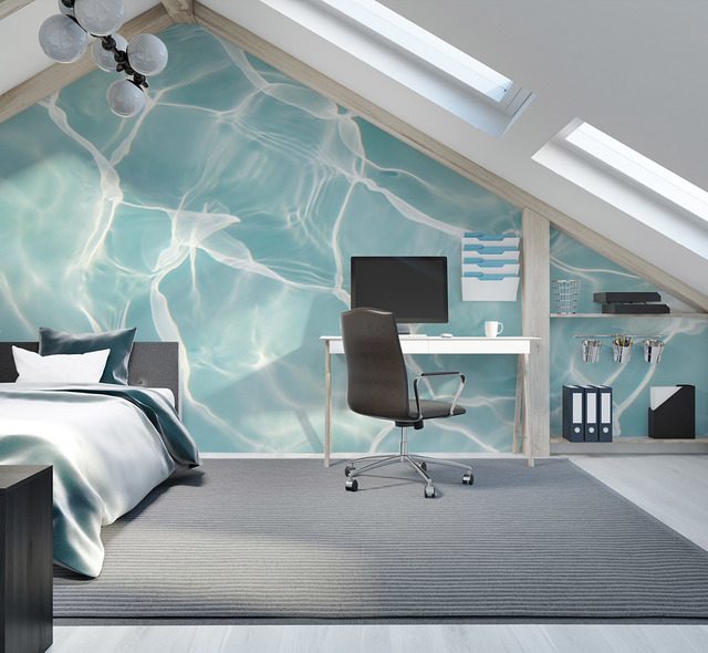 surface turquoise avec reflets de lumiere papier peint pour le chambres a coucher papiers peints demural