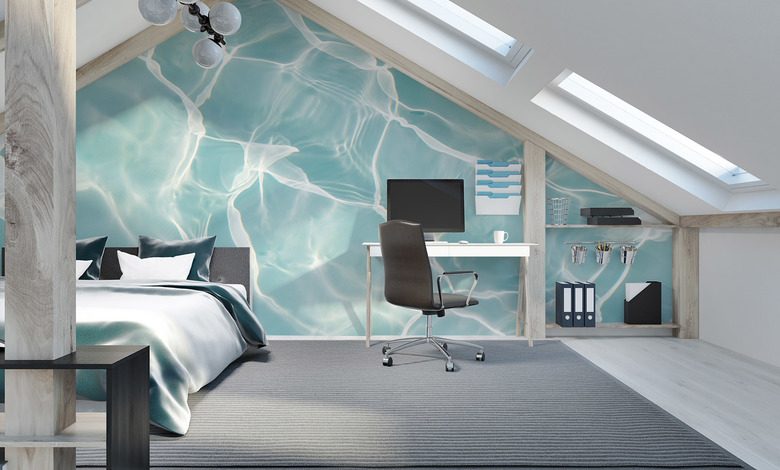 surface turquoise avec reflets de lumiere papier peint pour le chambres a coucher papiers peints demural