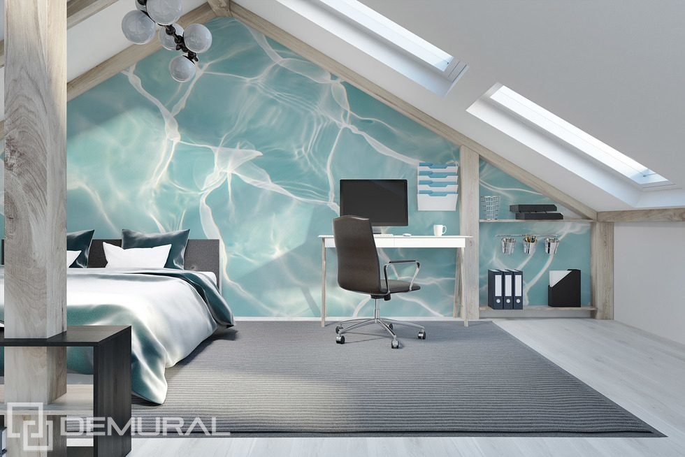 Surface turquoise avec reflets de lumière Papier peint pour le chambres à coucher Papiers peints Demural