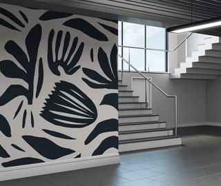 motif vegetal contraste en noir et blanc papiers peints fleurs papiers peints demural