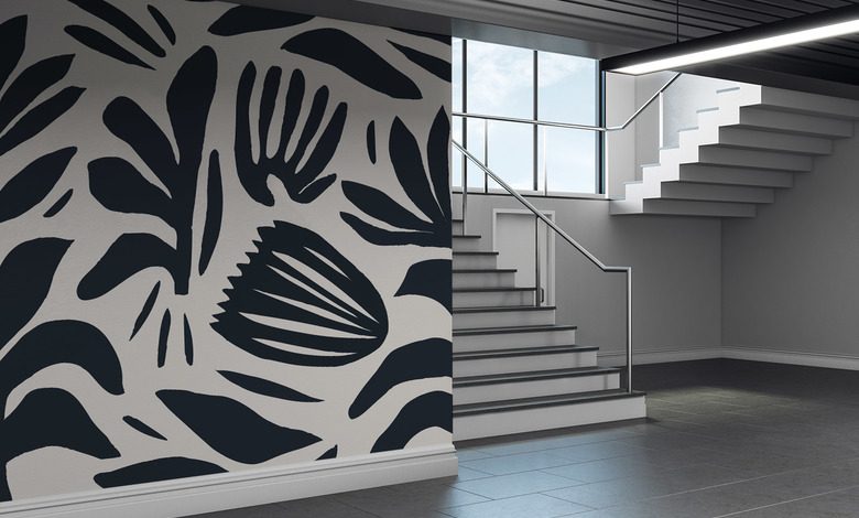 motif vegetal contraste en noir et blanc papiers peints fleurs papiers peints demural