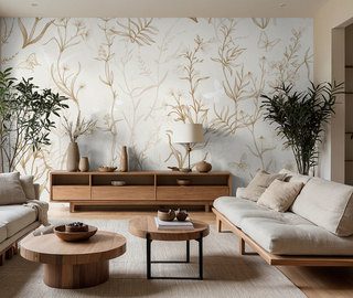 plantes des champs dorees sur fond clair papier peint pour le salon papiers peints demural