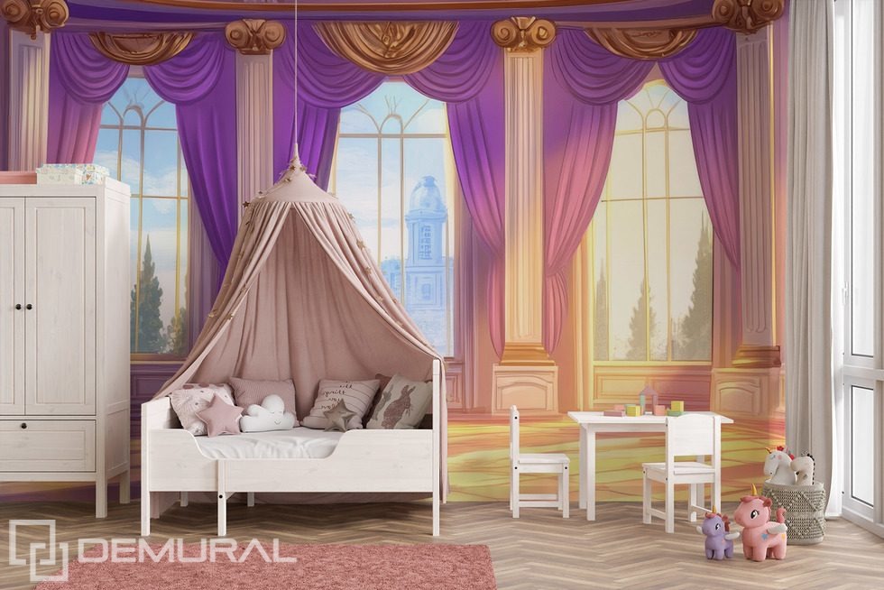 Salle de princesse féerique au coucher du soleil Papier peint pour la chambre d'enfant Papiers peints Demural