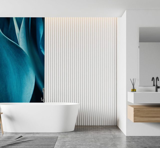 elegance turquoise des petales floraux papier peint pour la salle de bain papiers peints demural