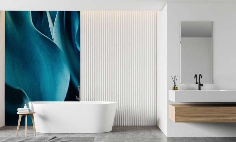 elegance turquoise des petales floraux papier peint pour la salle de bain papiers peints demural