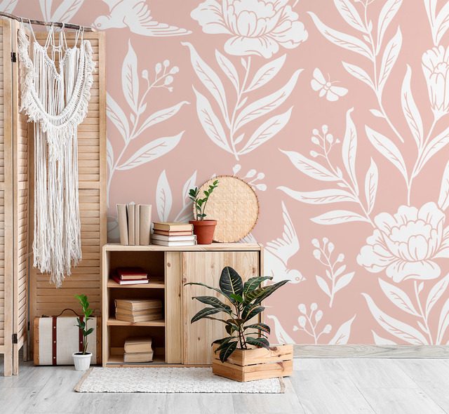 fleurs poudrees dans un subtil style boheme papier peint pour le salon papiers peints demural