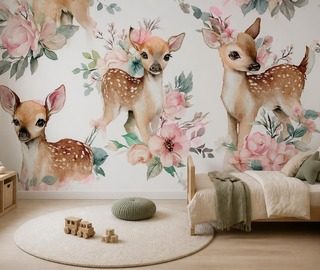 harmonie pastelee de cerfs et de fleurs posters pour chambre denfant affiches demural