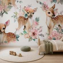 Harmonie-pastelee-de-cerfs-et-de-fleurs-posters-pour-chambre-denfant-affiches-demural
