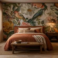 Composition-spatiale-doiseaux-et-de-fleurs-papier-peint-pour-le-chambres-a-coucher-papiers-peints-demural