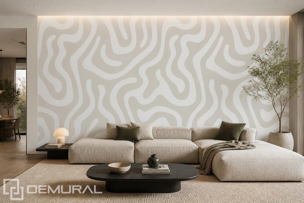 Jeu subtil de lignes aux couleurs naturelles Papier peint pour le salon Papiers peints Demural