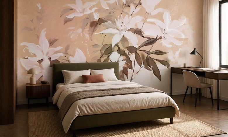 jeu delicat de lumiere sur un motif floral papier peint pour le chambres a coucher papiers peints demural