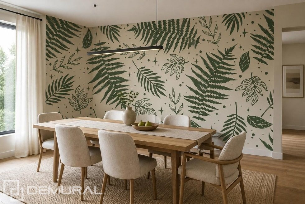 Vert subtil des feuilles comme décoration murale Papiers peints Texture Papiers peints Demural