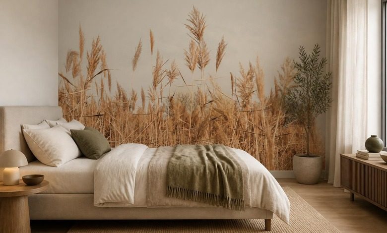style naturaliste du motif vegetal papier peint pour le chambres a coucher papiers peints demural