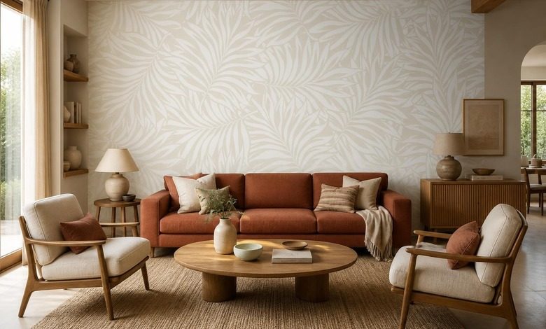 papier peint elegant a motif de feuilles delicates papier peint pour le salon papiers peints demural