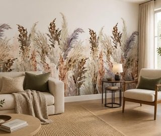 decoration elegante avec des herbes de la pampa papier peint pour le salon papiers peints demural