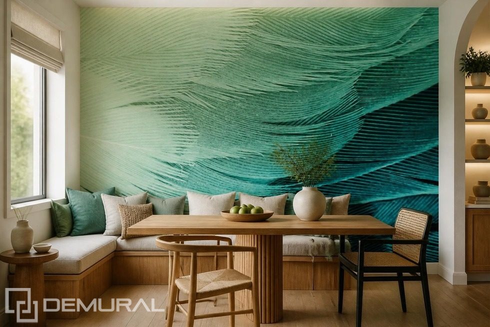 Rythme contrasté de plumes dans une tonalité froide Papiers peints Abstraction Papiers peints Demural