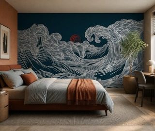 lumiere du coucher de soleil sur un motif ondulant papier peint pour le chambres a coucher papiers peints demural