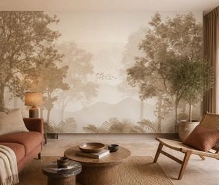 contraste naturel entre tons chauds et froids papier peint pour le salon papiers peints demural