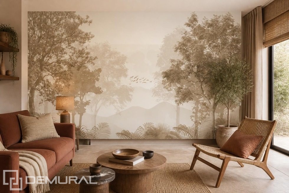 Contraste naturel entre tons chauds et froids Papier peint pour le salon Papiers peints Demural
