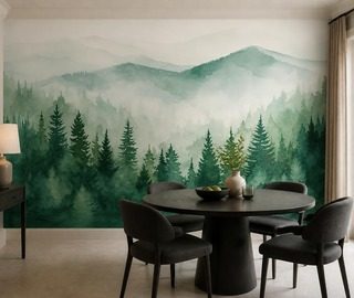 panorama brumeuse dune foret de montagne papiers peints foret papiers peints demural
