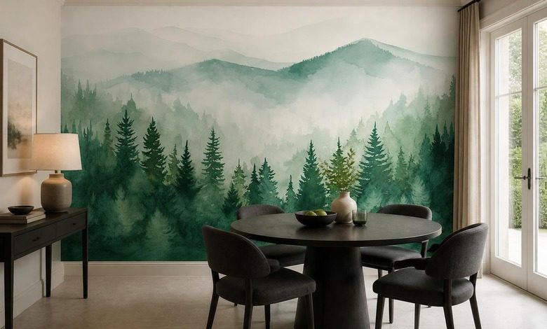panorama brumeuse dune foret de montagne papiers peints foret papiers peints demural