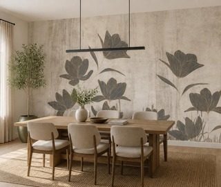 composition harmonieuse de silhouettes florales papiers peints fleurs papiers peints demural