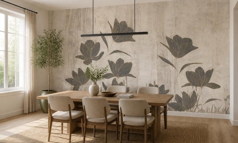 composition harmonieuse de silhouettes florales papiers peints fleurs papiers peints demural